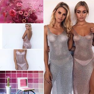 Knit Beach Cover Up, in rose gold
